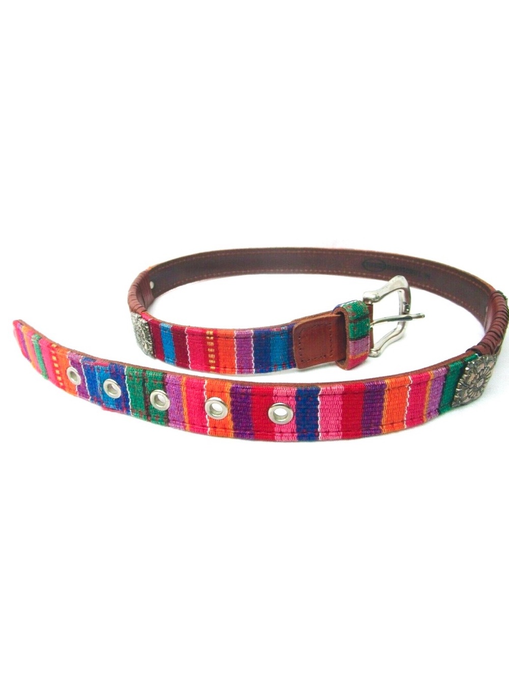 Fossil leather with Multicolor Stripe Belt